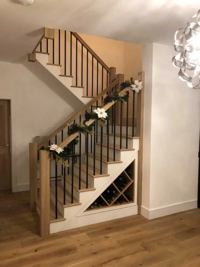 Oak / Steel Cut-String Staircase — Crowborough